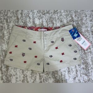 NWT College Classics Wisconsin Badger Embroidered Shorts Juniors 9  b1